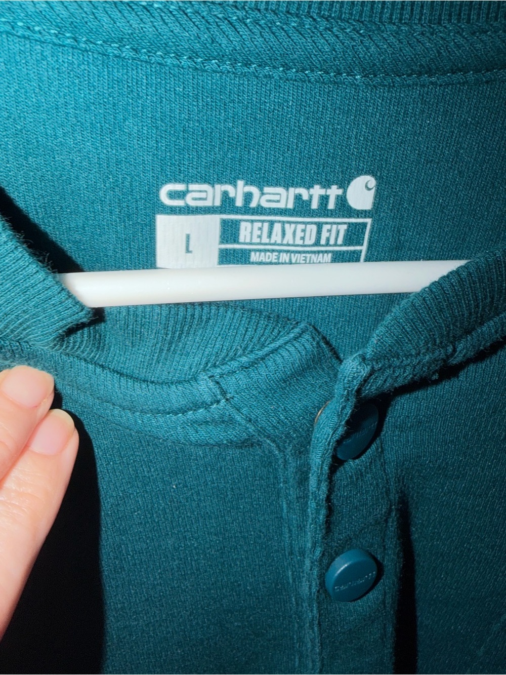 Carhartt Men’s Teal Long-Sleeve Henley with Chest Pocket - Picture 3 of 3